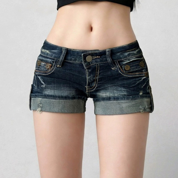 Zara Pants - Zara Low Rise Ripped Denim Shorts Vintage Pants